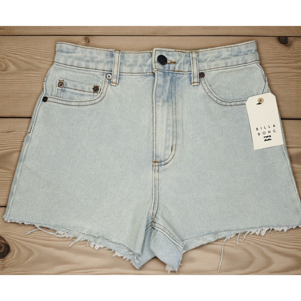 Billabong Womens Light Wash Denim Jean High Tides Shorts Size 25 Frayed Hem Y2K